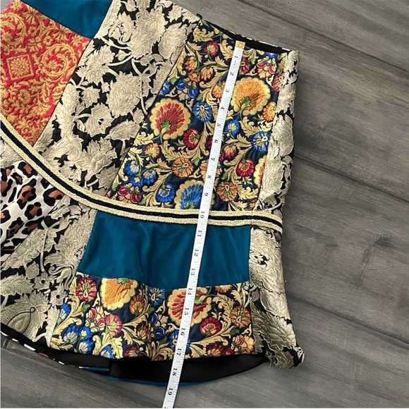 Alice + Olivia Eriko Patchwork Flounce-Hem Skirt & Jeannie Tie Neck Blouse Set - Picture 15 of 16